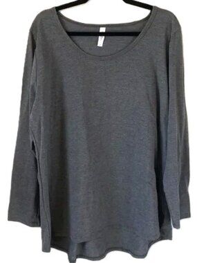 LuLaRoe Lynnae 3XL Long Sleeve Tunic Top High Low Geometric Solid Gray